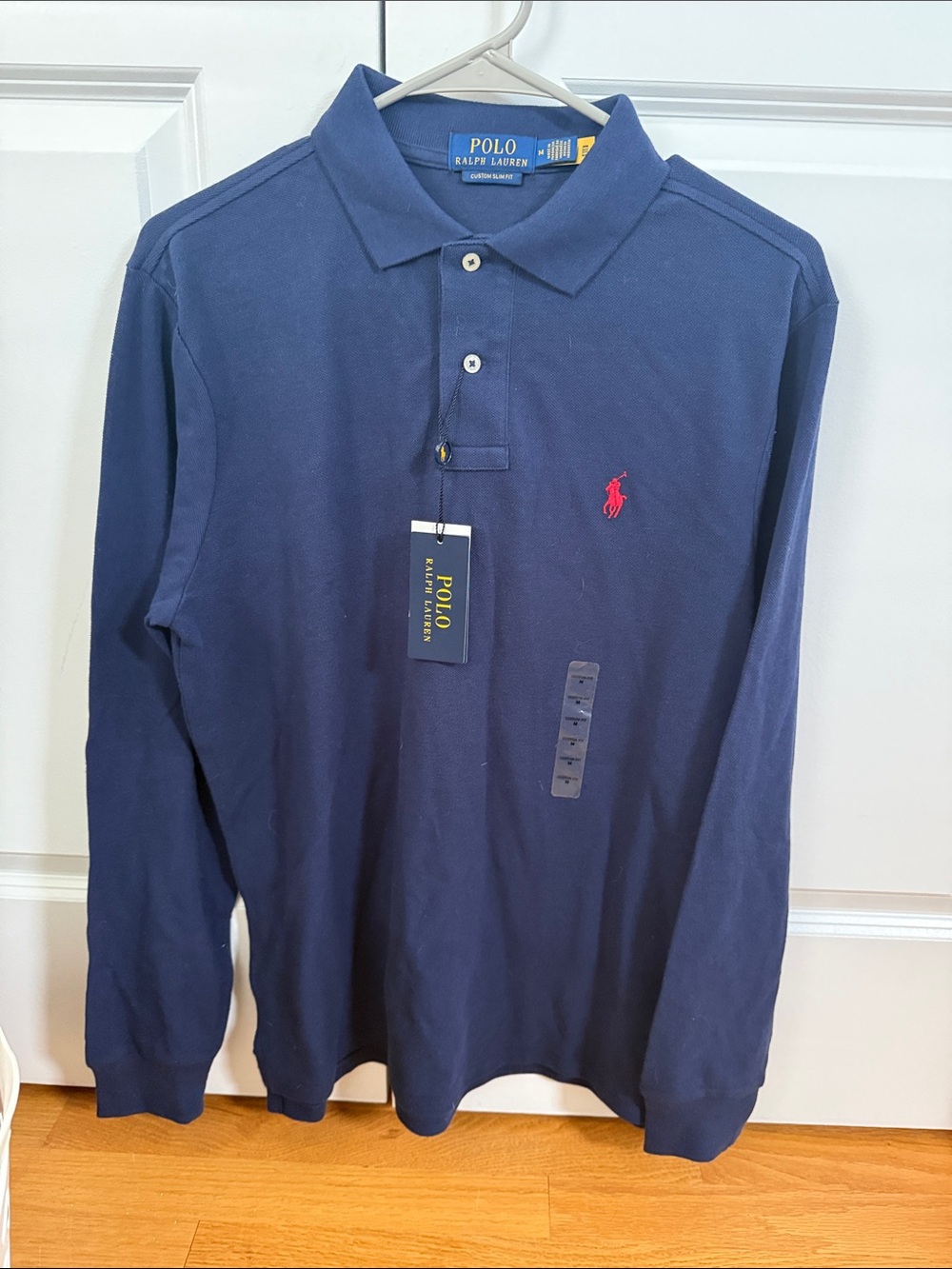 Polo by Ralph Lauren Navy Long-Sleeve Polo with Red Pony